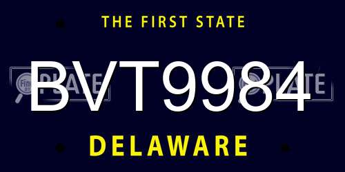 BVT9984 Delaware License Plate