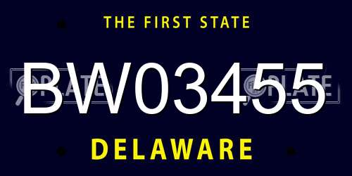BW03455 Delaware License Plate