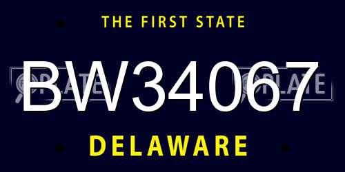BW34067 Delaware License Plate