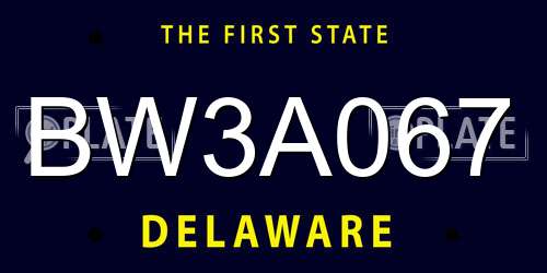 BW3A067 Delaware License Plate
