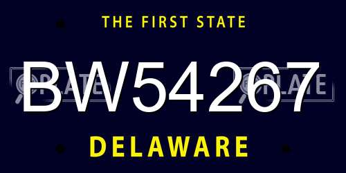 BW54267 Delaware License Plate