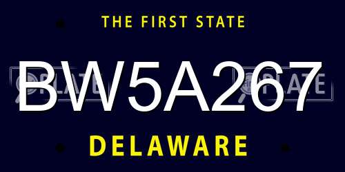 BW5A267 Delaware License Plate