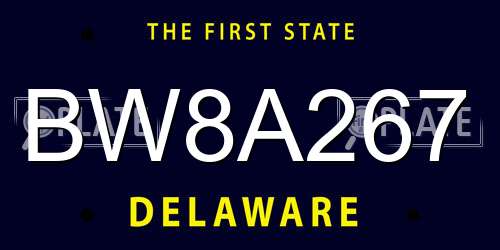 BW8A267 Delaware License Plate