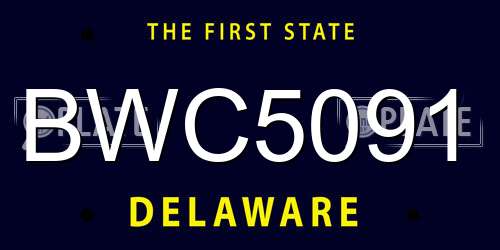 BWC5091 Delaware License Plate