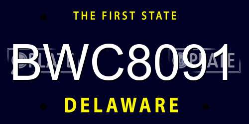 BWC8091 Delaware License Plate