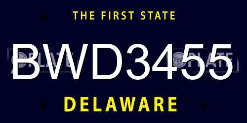 BWD3455 Delaware License Plate