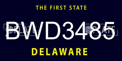 BWD3485 Delaware License Plate