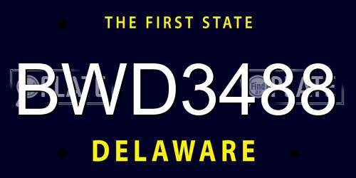 BWD3488 Delaware License Plate