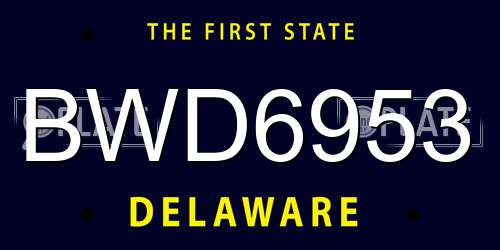 BWD6953 Delaware License Plate