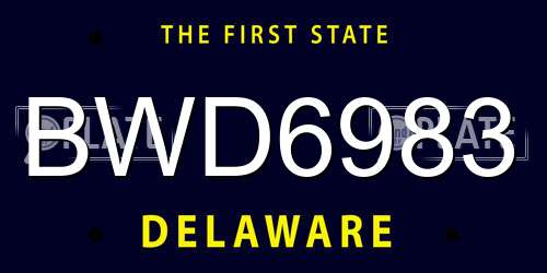 BWD6983 Delaware License Plate