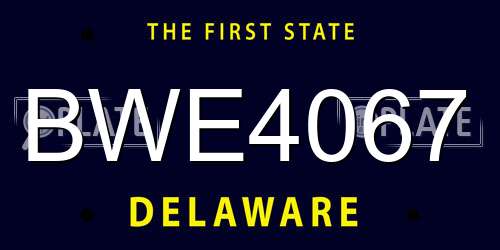 BWE4067 Delaware License Plate