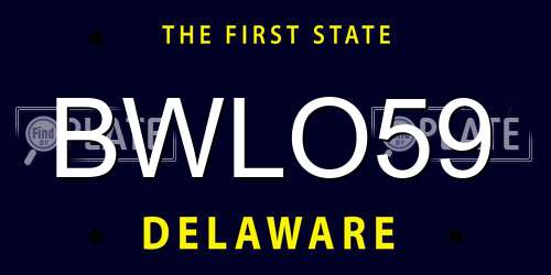 BWLO59 Delaware License Plate
