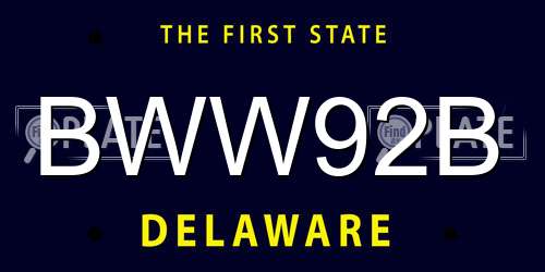 BWW92B Delaware License Plate