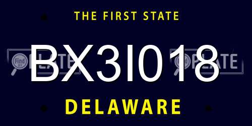 BX3I018 Delaware License Plate