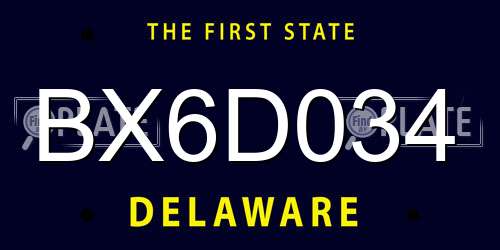BX6D034 Delaware License Plate