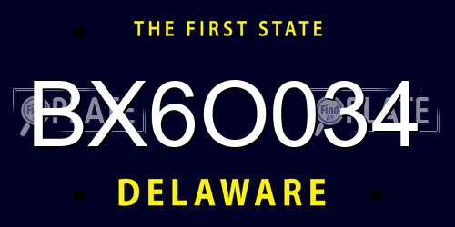 BX6O034 Delaware License Plate