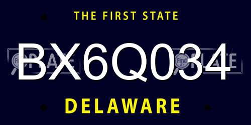 BX6Q034 Delaware License Plate