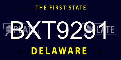 BXT9291 Delaware License Plate