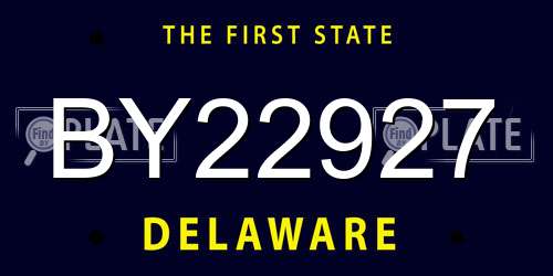 BY22927 Delaware License Plate