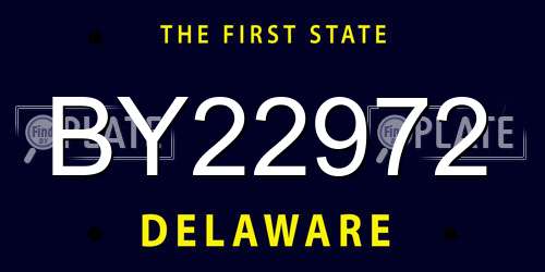 BY22972 Delaware License Plate