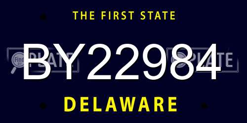 BY22984 Delaware License Plate