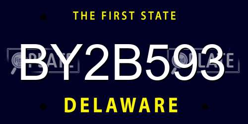 BY2B593 Delaware License Plate