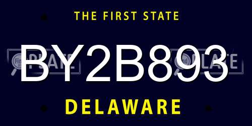 BY2B893 Delaware License Plate