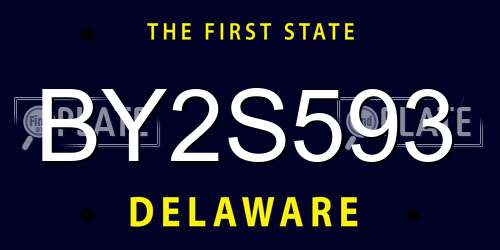 BY2S593 Delaware License Plate