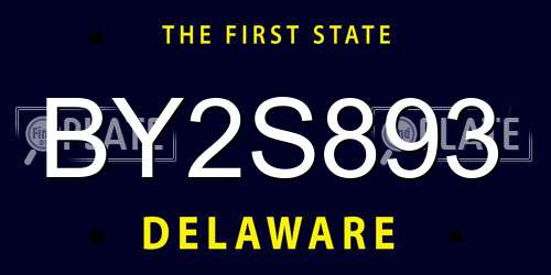 BY2S893 Delaware License Plate