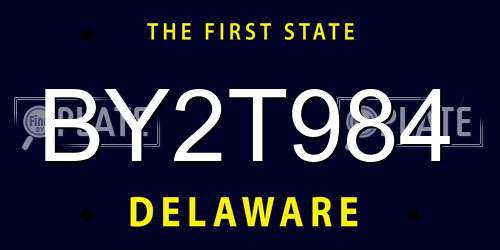 BY2T984 Delaware License Plate