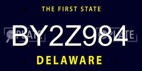 BY2Z984 Delaware License Plate