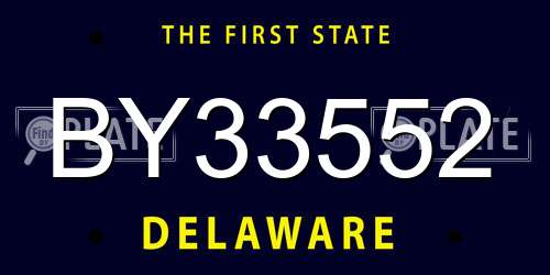 BY33552 Delaware License Plate