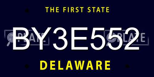 BY3E552 Delaware License Plate