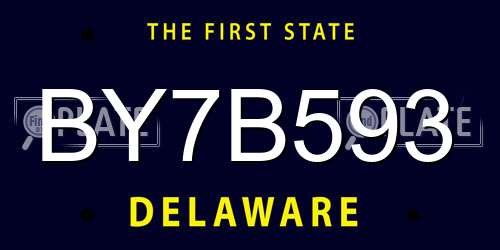 BY7B593 Delaware License Plate