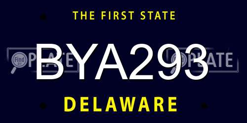 BYA293 Delaware License Plate