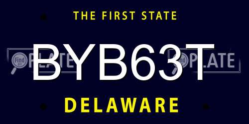 BYB63T Delaware License Plate