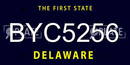 BYC5256 Delaware License Plate