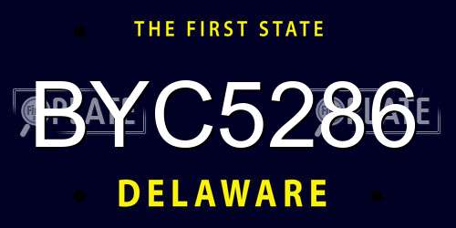 BYC5286 Delaware License Plate