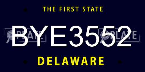 BYE3552 Delaware License Plate