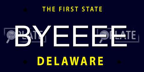 BYEEEE Delaware License Plate