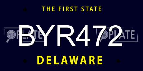 BYR472 Delaware License Plate