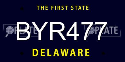 BYR477 Delaware License Plate