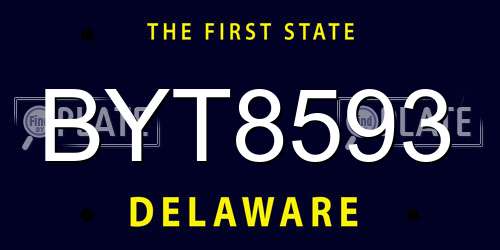 BYT8593 Delaware License Plate