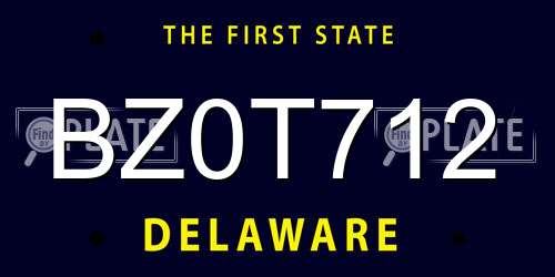 BZ0T712 Delaware License Plate