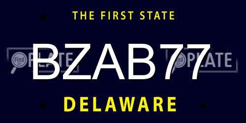 BZAB77 Delaware License Plate