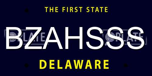 BZAHSSS Delaware License Plate