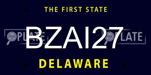 BZAI27 Delaware License Plate