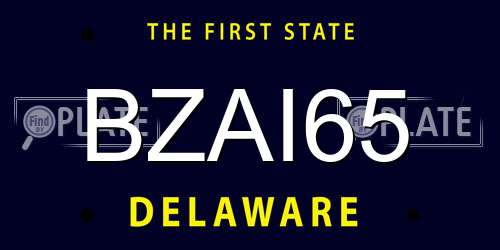 BZAI65 Delaware License Plate