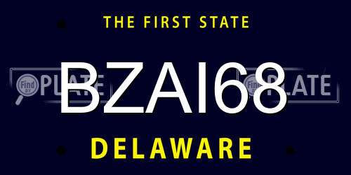 BZAI68 Delaware License Plate