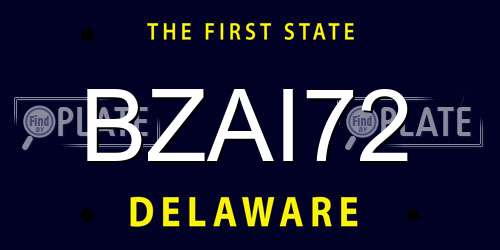 BZAI72 Delaware License Plate